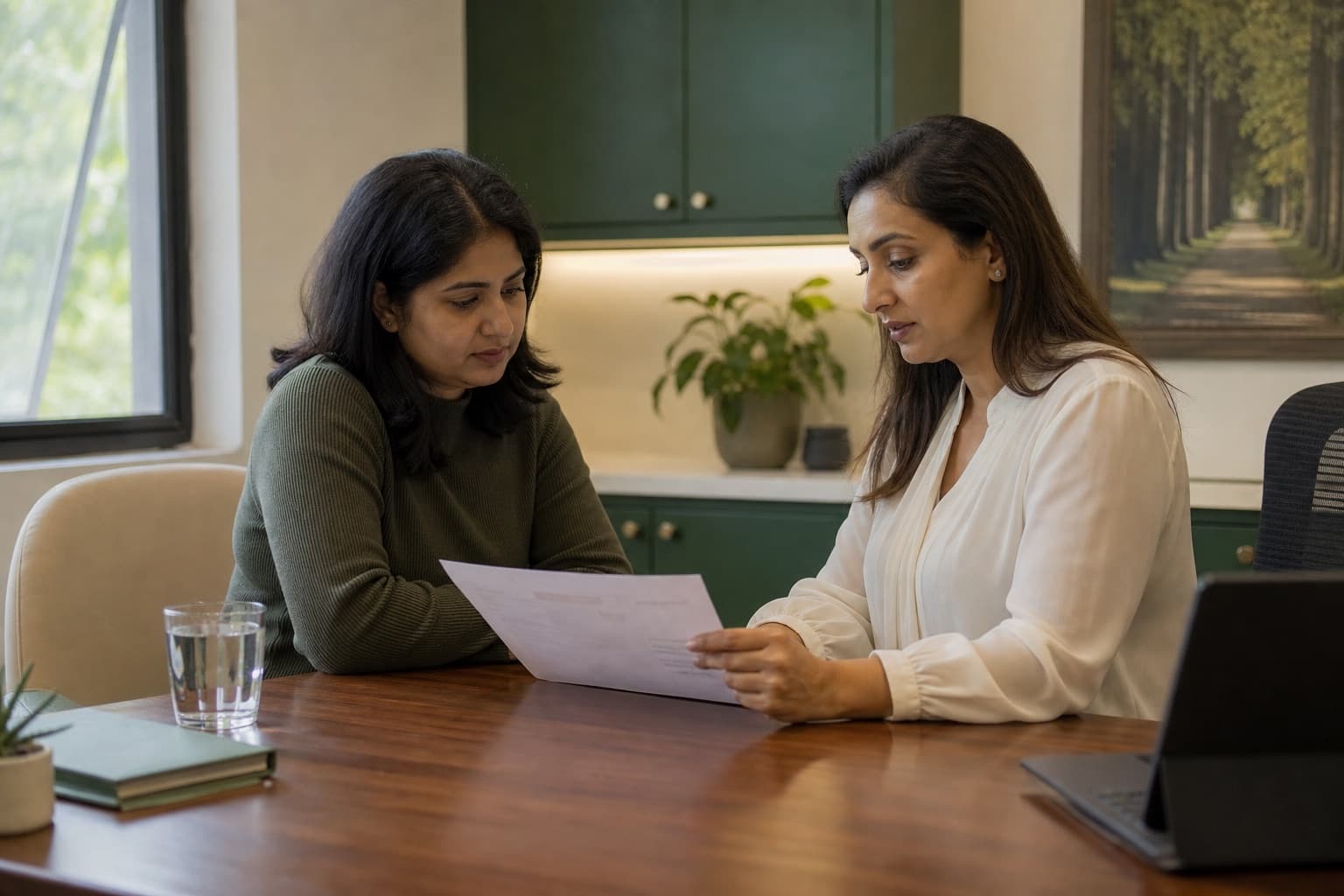 A doctor discussing medication side effects with a patient in clinic
